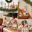 Christmas Decorative Plush Gnomes Set, 3-Piece Holiday Figurines with Sequin Hats, Snowman Santa Reindeer Design, Gold Brown