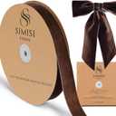 Brown Velvet Ribbon 1'' 25 Yards for Christmas Tree, Gift Wrapping, Flower Bouquet, Wreath Decorations, Bow Making (1 x 900 in)