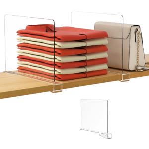 HBlife 1 Pack Clear Shelf Dividers, Vertical Purse Organizer for Closet Perfect for Sweater, Shirts, Handbags in Bedroom and Kitchen, Adjustable Acrylic Bookshelf for Organization