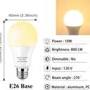 A19 LED Bulbs Soft White 2700K 60 Watt Equivalent, 10W LED Light Bulb 800 Lumens, E26 Standard Base Non-dimmable, 6-Pack