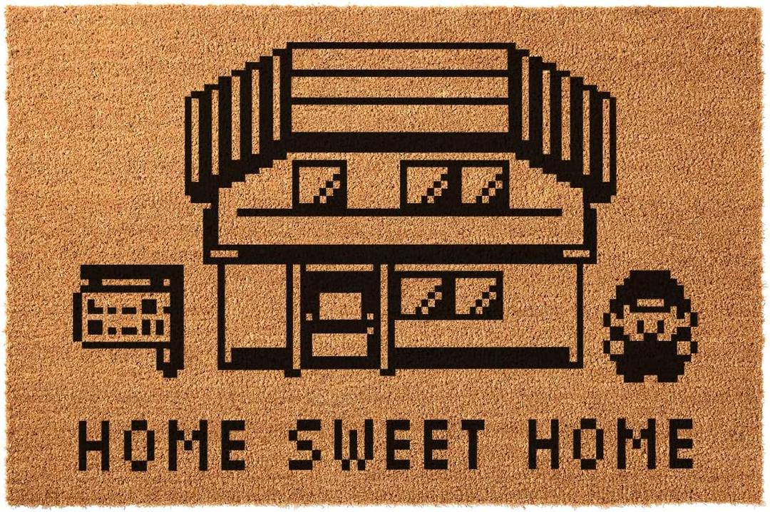 Funny Coir Monster Doormat - Home Sweet Home Welcome Mat, Heavy-Duty Non-Slip Outdoor Coir Rug, 23.6 x 15.7 inch (24X16)