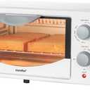 COMFEE' Countertop Oven, Small Toaster Oven Combo 4 slice, Mini Oven for 9" Pizza, Compact Oven, Bake, Broil, 950W, White, CTO-E101A(WH)