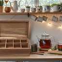 Acacia Wood Tea Bag Organizer, Tea packet Storage Boxes 8 Compartments, Teabag Accessories Gift Box, TeaBags Chest, Teabag Holder Containers