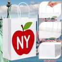Kolldenn 12 Pack NY Gift Bag New York Souvenirs NY Theme Bags with Handles 8.3''(W) x 10.6''(H) x 4.3''(D) Travel Souvenirs Gift White Kraft Paper for Party Decorations