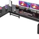 Huuger 63 Inch L Shaped Desk with 0.95 Inch Thicker Desktop, Reversible Computer, Larger Corner Office Gaming Desk, Robust Metal Frame, for Home Office, Study, Black