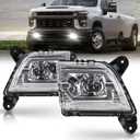 LED Fog Lights for 2019 2020 2021 2022 2023 Chevrolet Silverado 2019-2023 1500 2500HD 3500HD Pickup Trucks Clear Lens Fog Light Assembly Replacement Kit, 1 Pair
