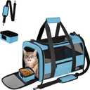 Airline Approved Pet Carrier Backpack for Cats & Dogs, Expandable Collapsible Cat Carrier with Breathable Mesh & Safety Leash, Portable Dog Travel Carrier for Hiking/Car/Train Blue  20.0"L x 13.0"W x 13.0"H