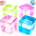 4 Pack Ice Cube Squishy Fidget Toys, Slow Rising Sensory Stress Cubes for Anxiety Relief, Soft Squeeze Desk Toys for Adults Kids Teens, Assorted Colors Cube Squishies
