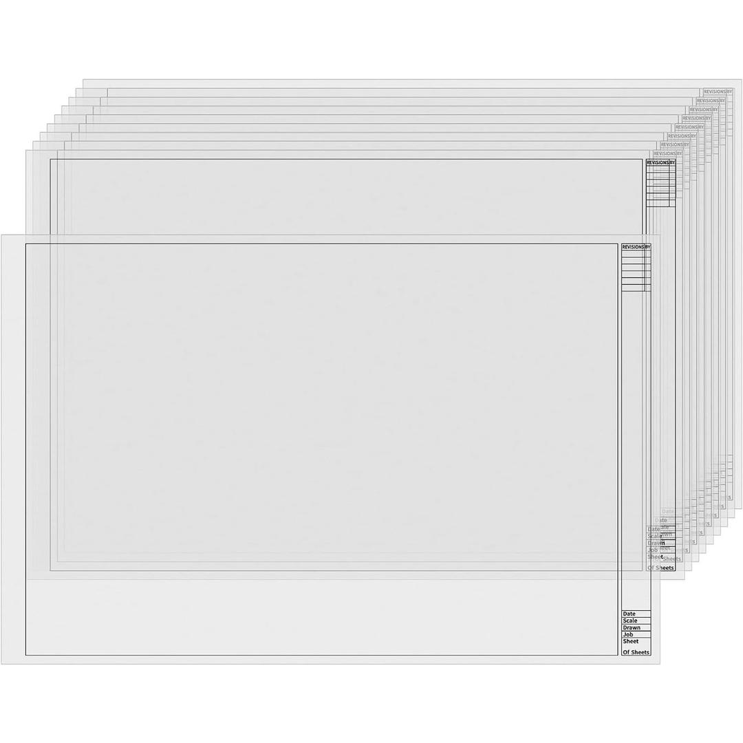 Gilprop 10 Sheets Architectural Vellum Paper 18" x 24" Drafting Vellum Tracing Sheets White Translucent Drafting Paper Rag with Border and Title Block for Drawing Sketching Architecture Building