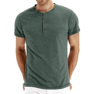 Sailwind Mens Henley Short Sleeve T-Shirt Cotton Casual Shirt (X-Large, D02 Vg Green)