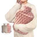 3L Extra Large Hot Water Bottle with Soft Plush Cover & Hand Pocket, Hot Cold Therapy Pack for Pain Relief, Long Lasting Warmth for Bed & Feet Pink