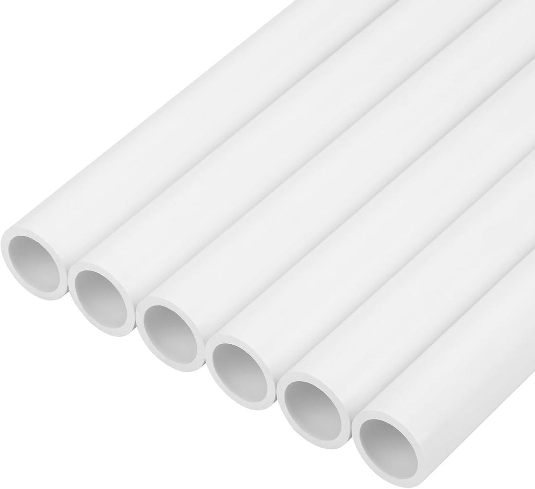 6Pcs 3/4 Inch PVC Pipe 34"(2.83FT) Long Sch40 Industrial Pipes for Home DIY, Greenhouse, Garden, Farm, Workshop, Furniture Grade, White (0.75" x 34"L)