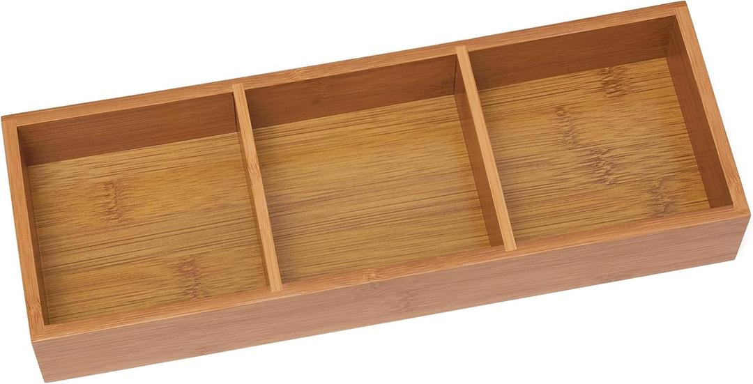 Lipper International 823 Bamboo Wood 3-Compartment Organizer Tray, 11 5/8" x 4 1/8" x 1 3/4"