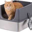IRIS USA Stainless Steel Litter Box Enclosed High Sided for Cats
Extra Deep Pan, Stainless Steel Pan, High Sided Walls, Scatter Shield, Easy Clean Surface, Floor Protection