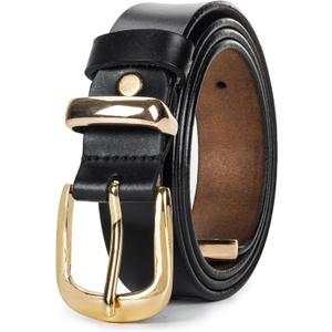 3 x Leather-Belts-Women Classic Western-Belt with Pin-Buckle - Fashion Vintage Cowgirl-Belts for Jeans (Black)