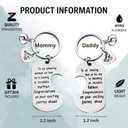 2 x Mom to Be Gifts - Pregnancy Announcement Keychain Set for Daddy and Baby - Parents to Be Jewelry Gift - New Dad First Time Mom Keyring - Future Mother Father Gift