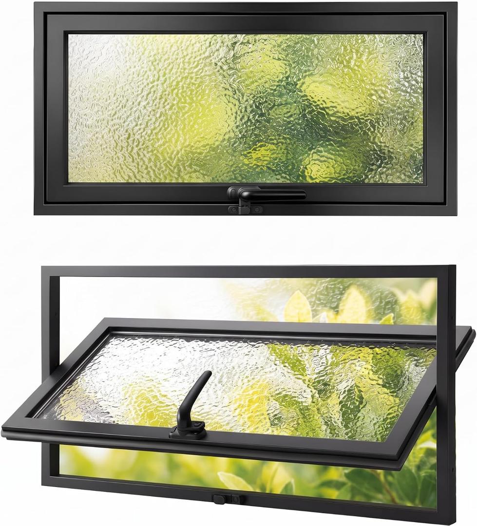 Shimeyao Flush Mount Metal Window 36 x 18", 360° Rotatable Basement Window, 35.8" X 18.1"