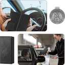Christmas Car Registration and Insurance Card Holder Christmas Gift for Driver Include 1pcs Saint Christopher Medal, 1pcs Leather Vehicle Insurance Wallet Interior Car Accessories License