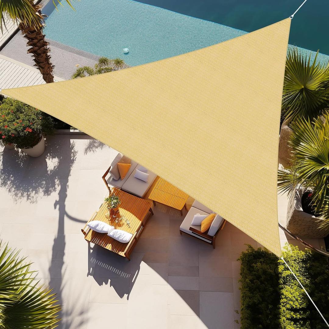Shade&Beyond Triangle Sun Shade Sail 08'X08'X08' Permeable Canopy Beige for Patio Garden Yard Deck Pergola (We Make Custom Size)