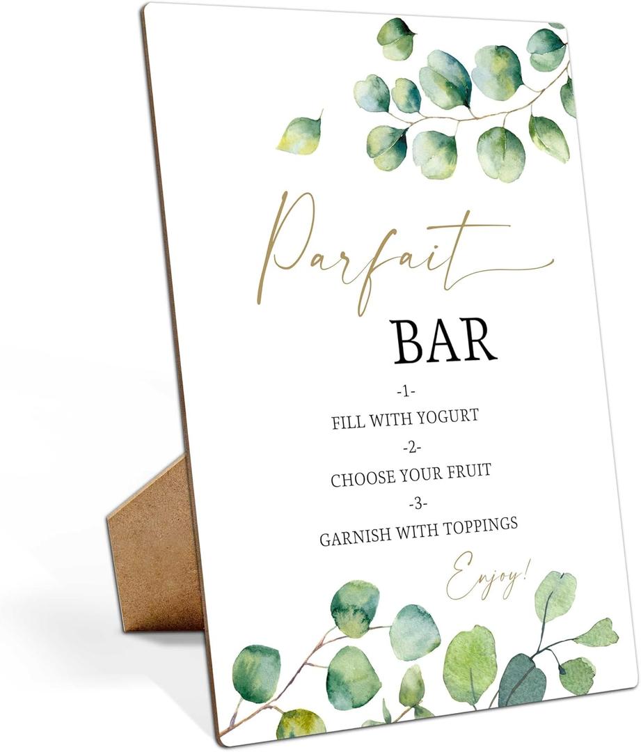 Eucalyptus Wedding Decor, Bridal Shower Decorations, Bachelorette Party Decorations, Parfait Bar, 811 Wooden Play Sign with Stand for Wedding Open Bar Decor- LP020