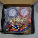 Orion Motor Tech AC Gauge Set with Self Sealing & Puncturing R134A Can Tap, AC Gauges for R134a R12 R22 R502 Refrigerant, Car AC Gauge Set with 5FT Hoses Adapter Adjustable Couplers, Freon Charge Kit