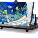 12" Mobile Phone Screen Magnifier, 3D HD Screen Magnifier for Cell Phone, Foldable Pull Out Big Screen Phone Amplifier Projector Stand for Movies, Videos Compatible with All Phones (Black)