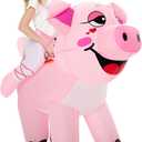 Adult Inflatable Costume Ride on Halloween Blow up Costume for Men Women Thanksgiving Christmas Carnival Cosplay,  Costume is suitable for about 59 inches/ 150 cm - 75 inches/ 190 cm wearer, you can adjust it according to your height