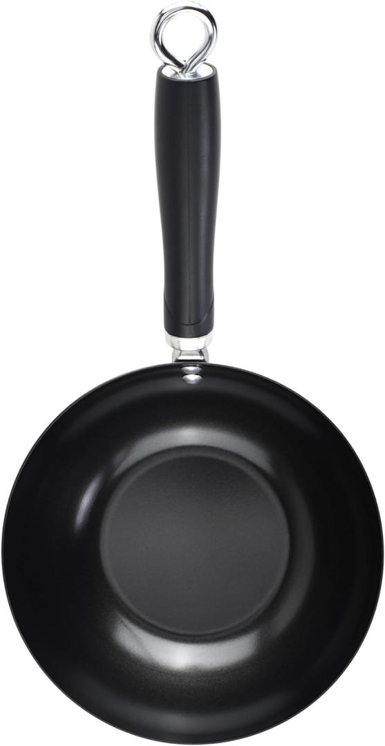 GoodCook Everyday Nonstick Wok, 8-Inch, Black, Carbon Steel Small Wok, High Wall Construction, Flat Base, Ergonomic Flame Guard Handle, Non-Stick Wok Pan for Stir Fry and Sauting (8-Inch Wok)