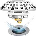 Bathtub Drain Stopper, Pop Up Tub Stopper with Drain Hair Catcher, Bathtub Plug and Cover with Strainer, Universal for 1.5 to 1.8in Tub Drain Hole (Silver)