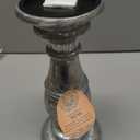 Indian Shelf Vocalforlocal Handmade Vintage Silver Glass Pedestal Pillar Candle Holder(Set of 1 Piece)