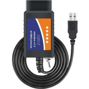 ELM327 OBD2 USB Adapter for Windows, ELMconfig Scanner with MS CAN/HS CAN Switch for Scan F150 F250 Car and Light Truck Check Engine Light, Diagnosis on Windows with V1.5 Chip