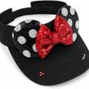 Sparkly Mouse Ears Visor Hat for Adult Women, Adjustable Sun Visor Cap with Sequin Mouse Ears Bow, Cute Party Headwear Glitter Visor Hat with Ears for Theme Parks & Festivals Black (Black, S)