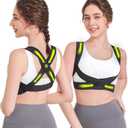 Posture Corrector for Women with X-Shaped Biomechanical Design, Comfort Fit Back Brace, Improves Posture, Corrects Hunchback, Relieves Neck, Shoulder, Upper Back Pain, Invisible Under Clothes M (Obsidian)