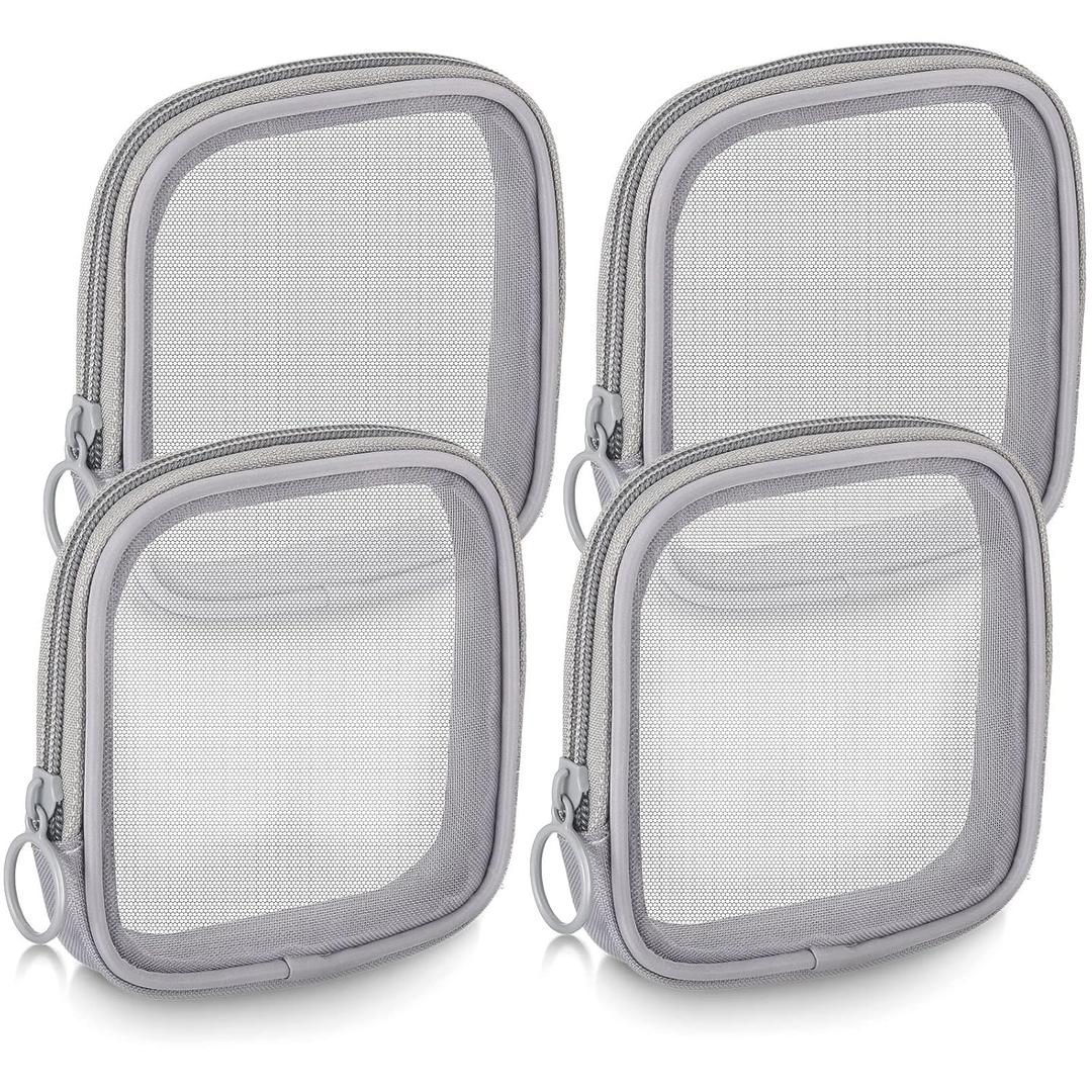 Weewooday 4 Pcs Mesh Makeup Bag Mesh Cosmetic Bag Travel Toiletry Pouch with Zipper Mini Makeup Cosmetic Purse for Daily Accessory(Small,Gray)