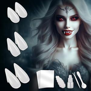 CPSYUB Vampire Teeth for Women - 3 Pairs 3 Sizes Vampire Fangs Halloween for Men Kids Boys Girls Adults - Fake Werewolf Teeth for Party Cosplay Vampire Accessories Gift