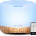 Homeweeks 300ml Essential Oil Diffuser, Quiet Aromatherapy Mist Diffusers for Essential Oils, Wood Grain, Ultrasonic, Remote Control, Timer, 7 Colors Light for Bedroom (300ml) 