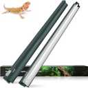 T5 Reptile Light Fixture Green Combo Kit 39W Light Fixture Reptile Terrarium Hood 10.0 UVB Light Bulb Fluorescent Tube Ideal for Tropical and Deserts Such as Bearded Dragon Lizards and Tortoises (39W 34.5IN)
