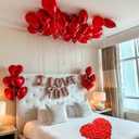 Valentines Day Balloons Decorations Heart Balloons Kit Rose Petals Flower Decoration Balloon banner for Valentine Party Decorations Anniversary Day Wedding Romantic Decorations Special Night