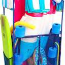 Essentially Yours Pool Equipment Holder with Towel Drying Bars, Mesh Rolling Pool Storage Organizer Bin, Extra Large with Towel Hanger, (34.5" W x 25" L x 62.6" H), Blue Style 418566