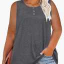 Womens Plus Size Tops Summer Sleeveless Loose Fit Button Down Tanks Top Blouse Shirts, Size 28W
