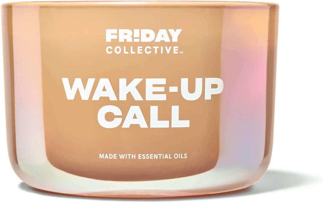 Friday Collective Wake-Up Call Candle Sweet & Spicy Scented Made with Essential Oils 3 Wicks 13.5 oz