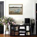 Floating Framed Canvas Wall Art, Vintage Blue Bicycle Flower Basket Wall Decor, Country Nature Landscape Wildflower Poster Print Paintings for Bathroom Living Room Bedroom Home Decor 12x16 inch