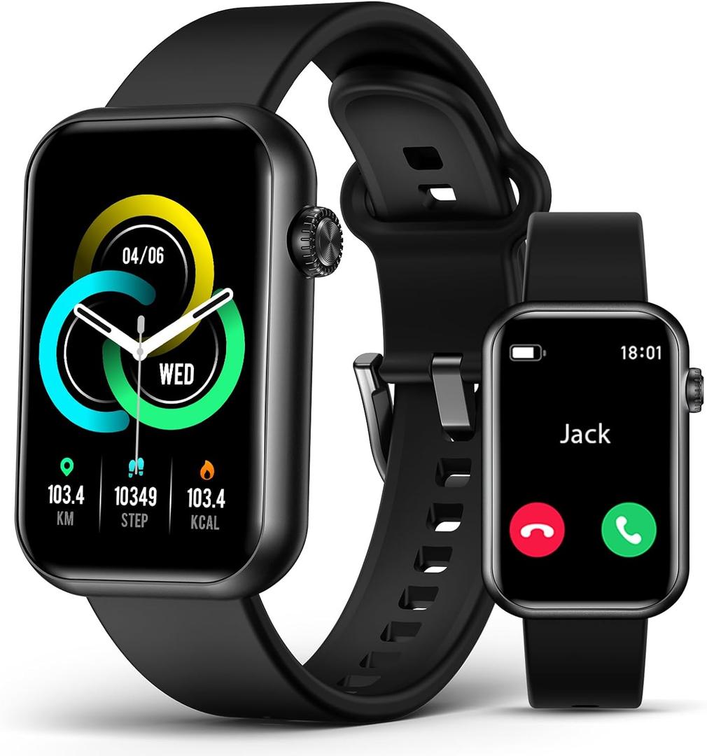 Smart Watch Fitness Tracker (Answer/Make Call), 24/7 Heart Rate Spo2 Blood Pressure Monitor Sleep Tracker, 114 Sports Modes Pedometer Calorie Step Tracker, Waterproof Activity Tracker for Women Men (Black)