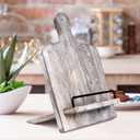 Cookbook Stand Recipe Book Holder: Recipe Book Holder for Counter - for Kitchen, Dining Room, Bedroom - Vintage Cutting Board Style Cookbook Stand (Rustic Grey)