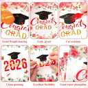 Dispowreath 250 Pcs Red Floral Graduation Plates and Napkins Set 2026, Class of 2026 Red Gold White Congrats Grad Disposable Tableware for 50, Wildflower Freshly Graduated Decorations Party Supply