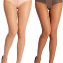 MERYLURE Sheer Black Tights for Women T-Crotch 20D Ultra Thin Pantyhose High Waist Stockings Reinforced Toes 2 Pairs (Beige, L)