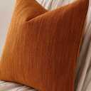 Foindtower Set of 2 Decorative Textured Burlap Linen Throw Pillow Covers Farmhouse Boho Cushion Cover Solid Accent Pillowcase for Couch Sofa Bed Living Room Home Decor,1818 Inch,Burnt Orange (Gold Flame)