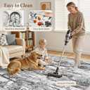 Area Rugs for Living Room: 10x14 Abstract Washable Rug Modern Neutral Large Soft Stain Resistant Non-Slip Backing Machine Table for Bedroom Dining Room Indoor Home Office Carpet - Black Grey