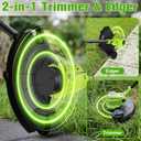 21V Battery Weed Eater & String Trimmer, Lightweight 2-in-1 Electric Weed Wacker, Wheeled Edger with 2X 2.0Ah Batteries & Charger, 12-inch Auto Line Feed, 90 Adjustable Head & 8 Spools