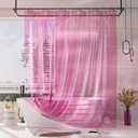 AmazerBath Pink Clear Shower Curtain Liner for Valentines, 100% EVA Soft Heavy Duty Shower Curtain and Liner 2-in-1, 72x72 Luxury Plastic Weighted Shower Liner Bathroom